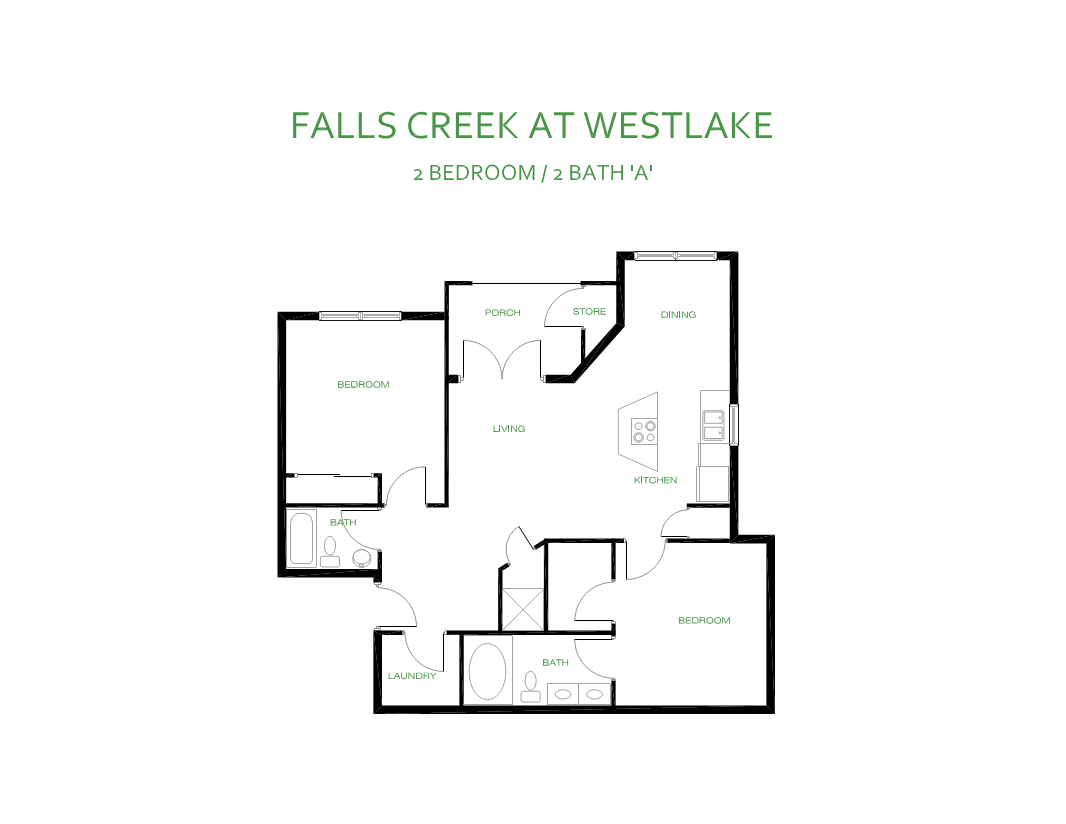 Falls Creek Apartments 2br 2ba Floor Plan A Simpson Simpson